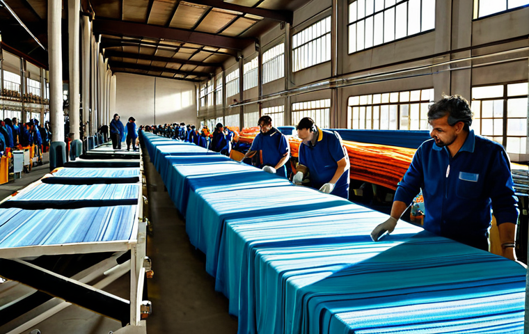 주식 투자와 환율 상관성 - Exporter Success**

"A bustling textile factory in Prato, Italy. Fully clothed workers are inspectin...