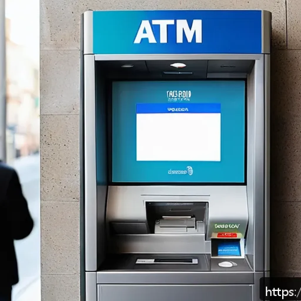 외화 ATM 사용법 - A well-lit ATM inside a modern Italian bank branch, located in a busy urban setting during daytime. ...